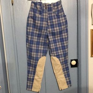 Rene Lezard Denim House Cotton Plaid Riding Pants
